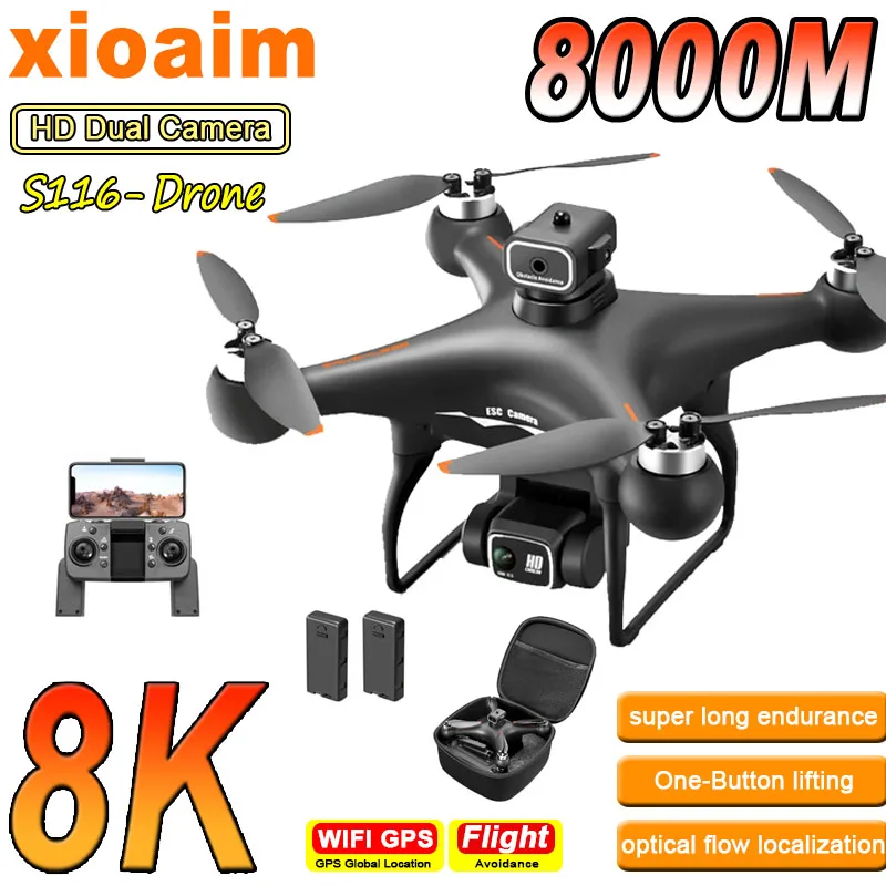 For xiaomi S116 Drone Obstacle Avoidance 8K Brushless Motor Aerial Photography Dual Camera Optical Flow  Zoom Quadcopter