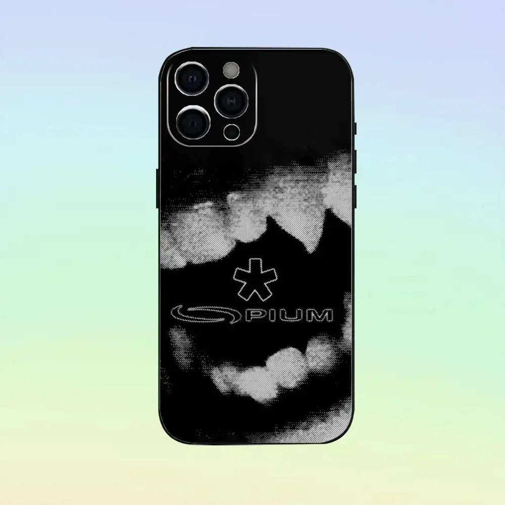 O-Opium Label Playboi Carti جراب هاتف سيليكون لينة آيفون 17 16 15 14 13 12 11 أسود لينة غطاء من السيليكون