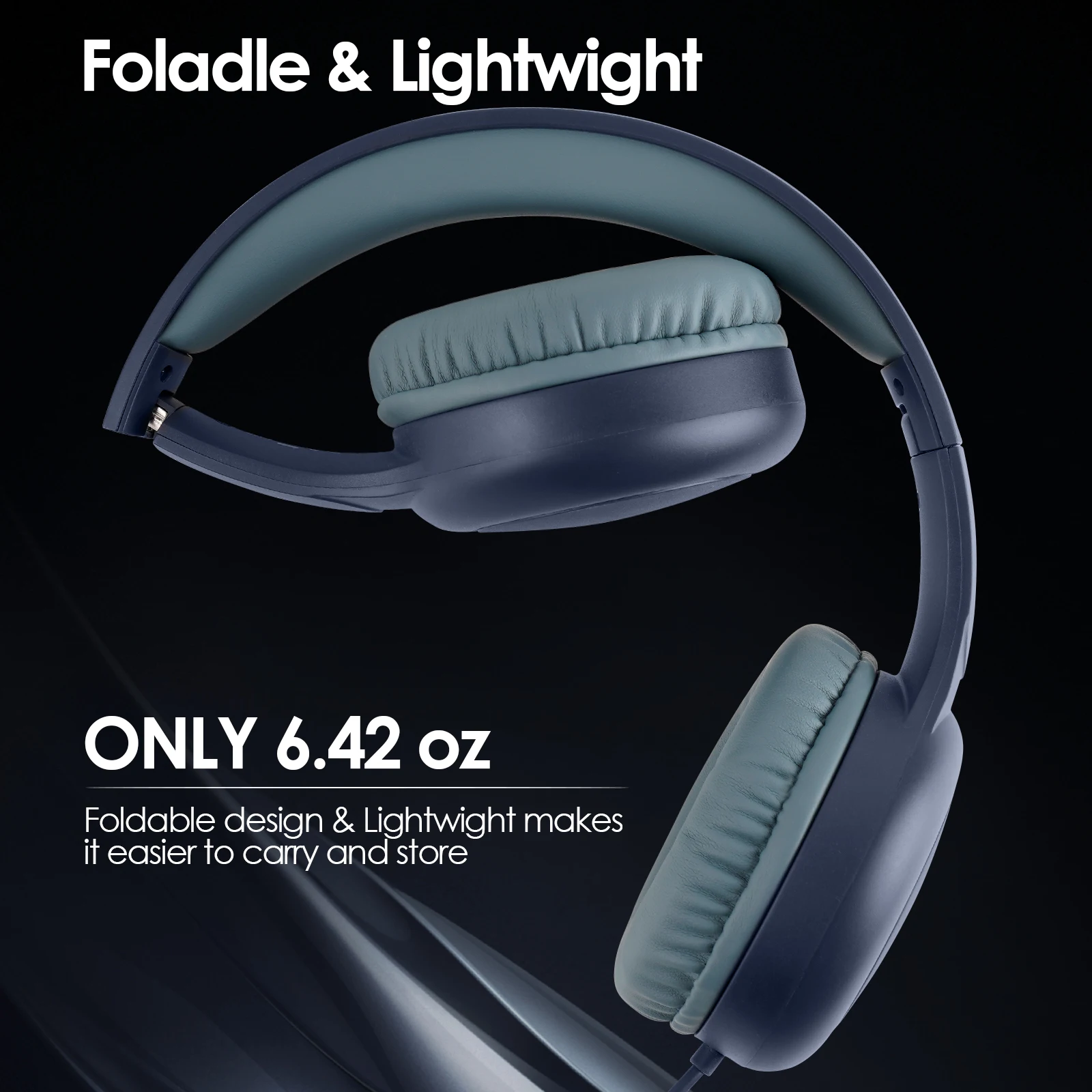 Siindoo หูฟังแบบมีสายพร้อมไมโครโฟนพร้อมสายไนลอนปลอด Kusut 1.45 ม. ปลั๊ก Type C หูฟังแบบมีสายแบบพกพาแบบพับได้สีน้ําเงิน