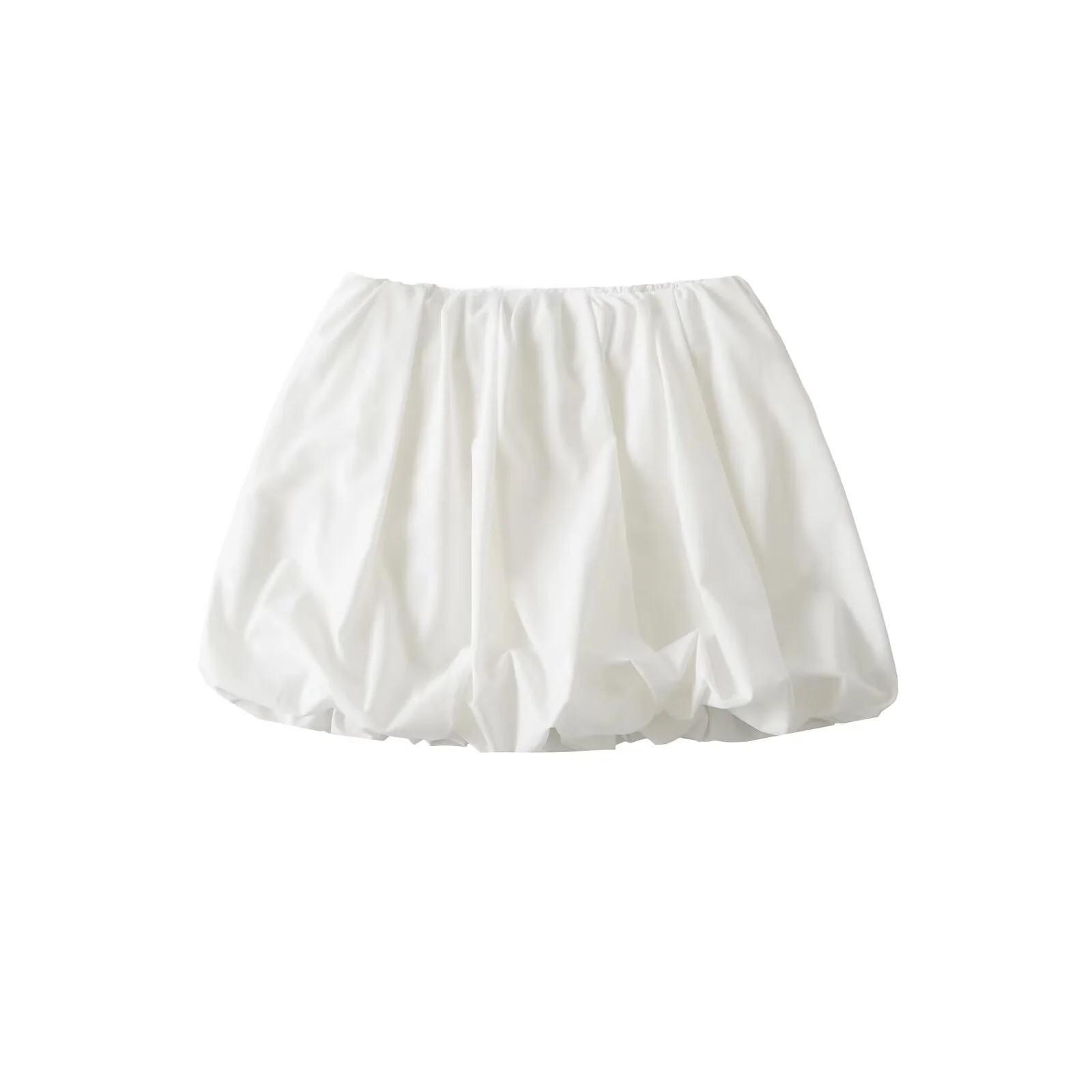 光を遮るAラインミニスカート レディース パフスリーブ 花柄スカート ゴムウエスト ストリートスタイル ナイロン生地 スタンダードフィット 夏 2025