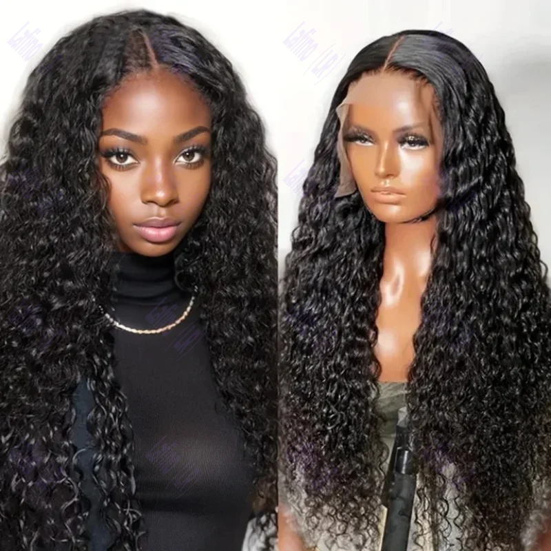 Natural Black HD Lace Front Wig Human Hair 13x6 HD Lace Frontal Wig Curly Lace Human Hair Wigs 40 Inch Long Loose Deep Wig 100%