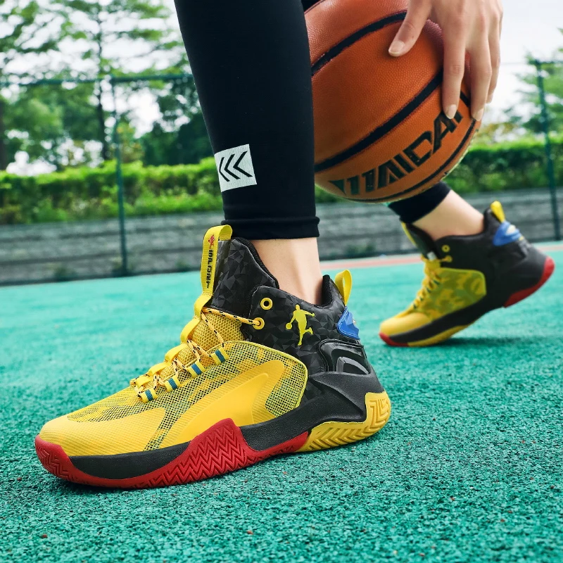 Trendy Men High-top Basketball Shoes Street Couple Basketball Sneakers Teenagers Breathable Athletic Shoes Outdoor Sport Sneaker