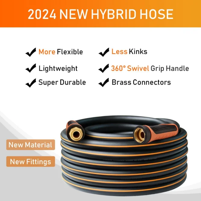 DayisTools Upgraded Hybrid Garden Hose 75 ft with Swivel Grip Handle New Formula Flexible Water Hose 5/8 IN x 75FT Lightweight