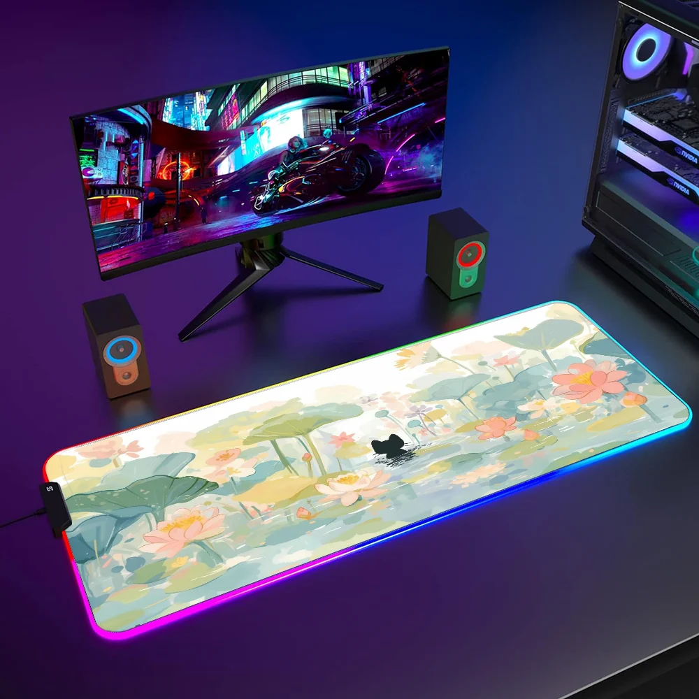 

Gaming Mouse Mat Backlit Rgb Mouse Pad Xxl LED Mause Pad Gamer KAWAII Cute Cat Pc Accessories Deskmat Mousepad Mats Anime Pads
