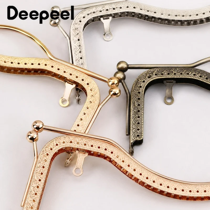1/2Pcs 20.5/27cm Zinc Alloy Purse Frame Retro Embossed Kiss Clasp Lock Handle for Clutch Coin Wallet Handbag Sewing DIY Hardware
