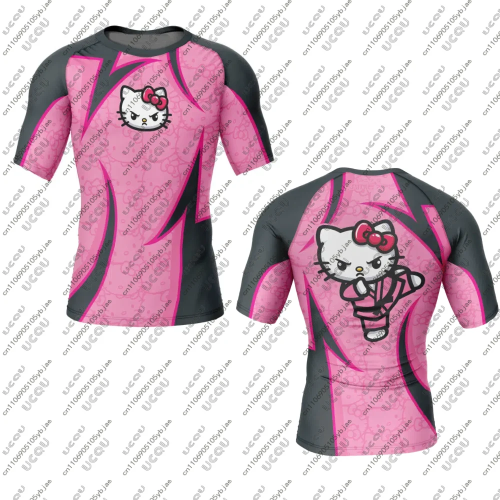 2026 الرجال الفتيان الاطفال الفتيات المحملة الأعلى بنطال رياضي تي شيرت السراويل رياضة BJJ MMA السراويل مرحبا كيتي جيو جيتسو القتال طفح الحرس الملاكمة