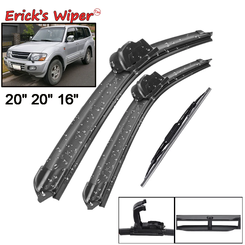 Erick\'s Wiper Front & Rear Wiper Blades Set Kit For Mitsubishi Pajero Montero Shogun V60 00 - 06 Windshield Windscreen 20\