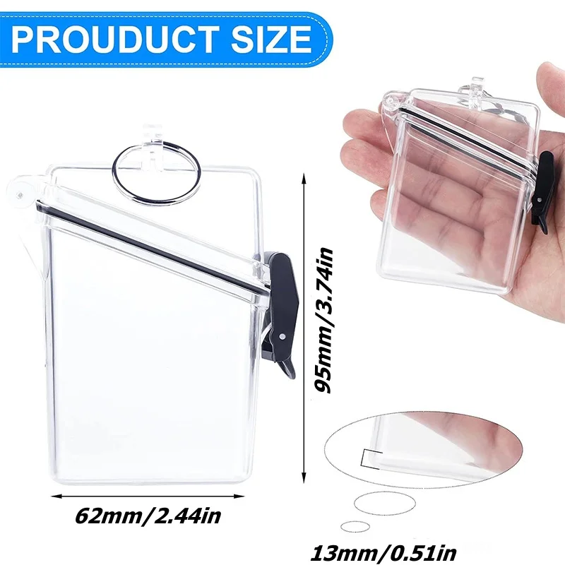 3 Inch Transparent Storage Box Photocard Holder With Rope Waterproof Card Case Outdoor Square Dustproof Box Photo Storage Box