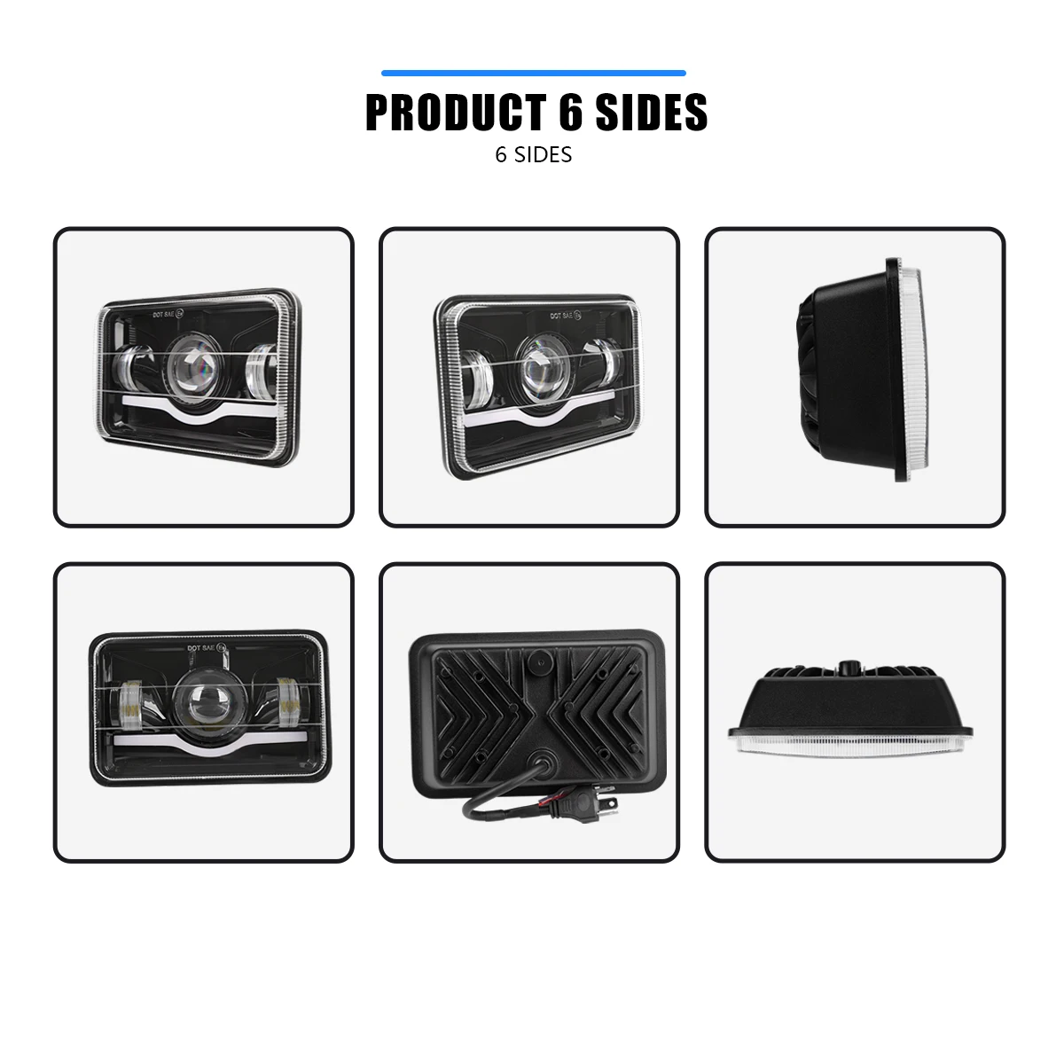 12V 24V 4x6 Inch LED H4 Headlight Led Work Lamp DRL H4651 H4652 H4656 For Car Jeep Motorcycle Honda Truck Ford Kenworth Headlamp