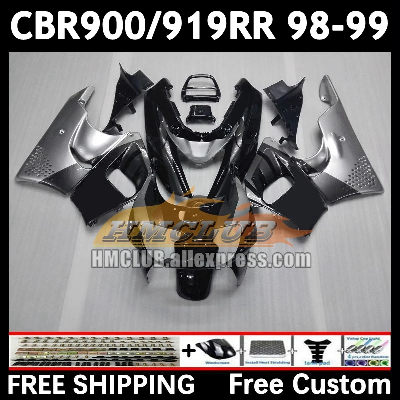 Fairings For HONDA CBR 919RR silver flames 900RR 919 CBR900 CBR919 RR 98-99 73No.3 900CC CBR900RR 98 99 CBR919RR 1998 1999 Body