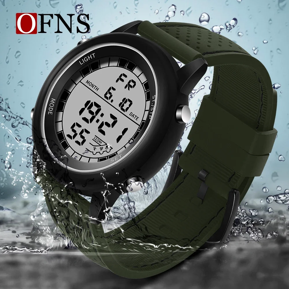 

OFNS New 411 Men's Sports Electronic Watch Fashion Multi functional Waterproof Simple Creative Men's Electronic Watch 2024