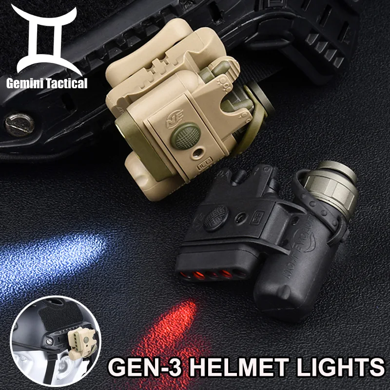 Tactical GEN-3 Helmet Light Set Wadsn White LED Red IFF Survival Safety Flashlight Arisoft Hunting Accessories For Hat 20MM Rail