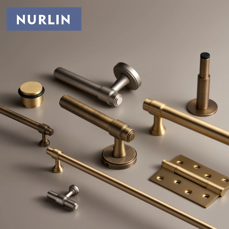 Nurlin Solid Brass French Style Luxury Cabinet Knobs Wardrobe Drawer Doors Handle Tbar