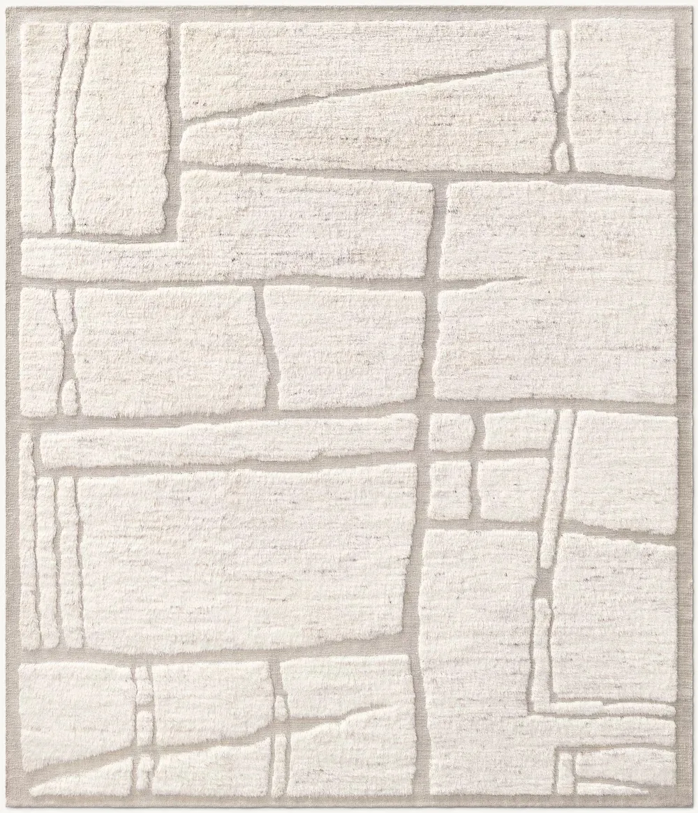 ！@Ivory Color Contemporary Wool Carpet Sculpted High Low Pile Refined Texture Luxury Rug Living Room Rug