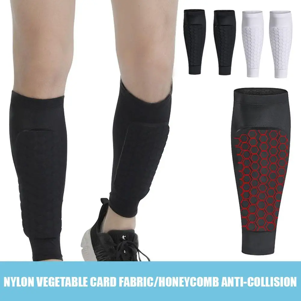 Leg Sleeves Shin Guards Shockproof Honeycomb Nylon Soccer Support Legging Sports Protector Soccer Shields Gear Shin Sock M7I2