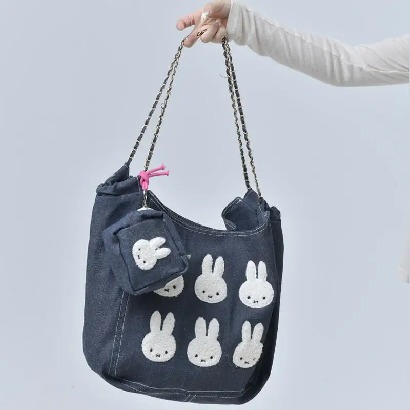 Monedero Miffy para chica japonesa, bolsa de almacenamiento de cosméticos con estampado portátil de dibujos animados, bolsa de almacenamiento de joyería para chica coreana, regalo de vacaciones ﻿
