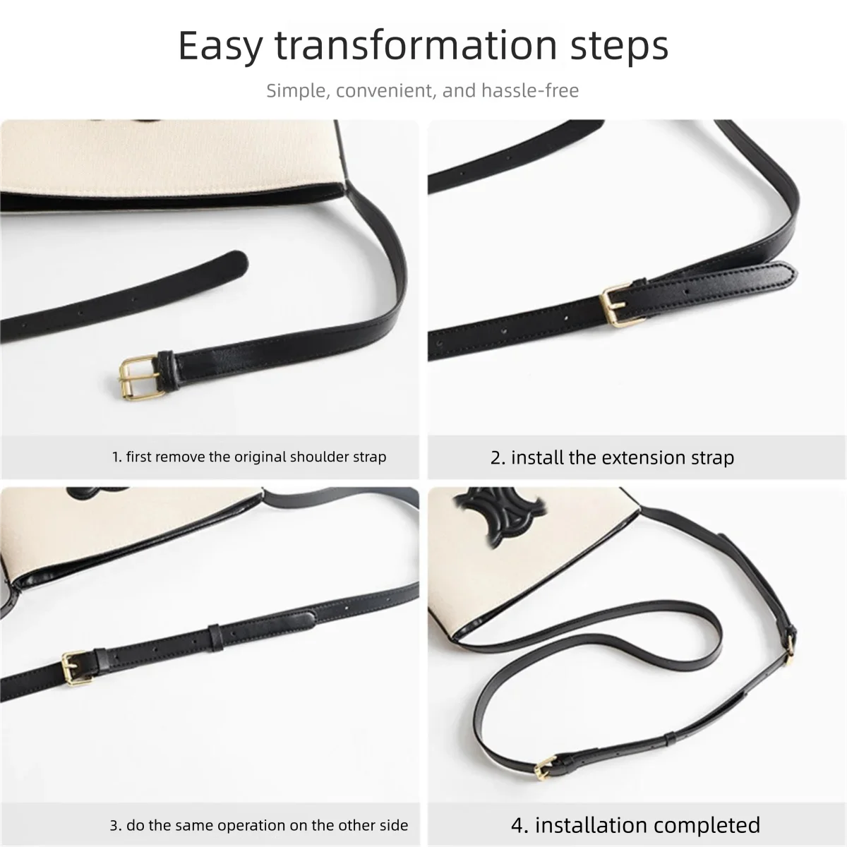 HOLIN High Quality Black Leather Extended Shoulder Straps Small Size DuPont Paper Liner Insert For Triomphe Bucket Bag