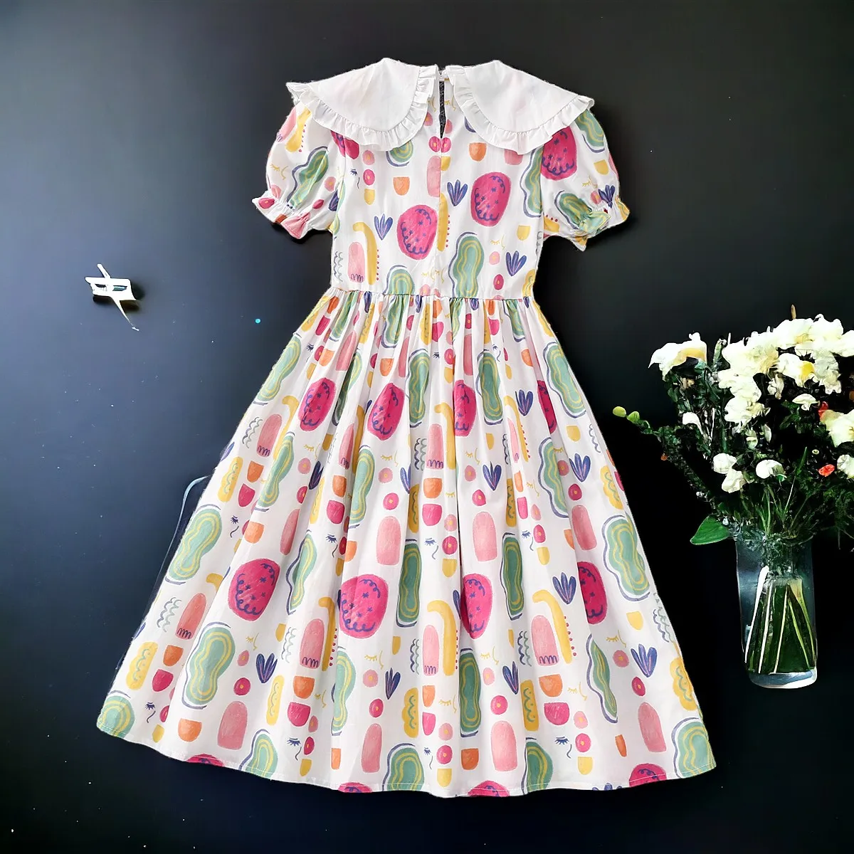 Baby Kids Flower Party Dresses for Girls Outfits Cotton Summer Short Sleeve Teens Children Princess Costumes 5 8 10 11 13 Years