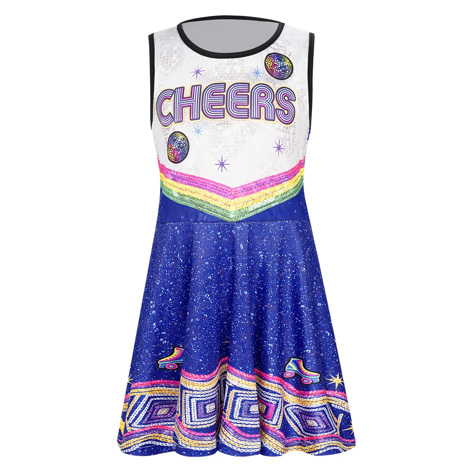 Girls Cheerleader Costume School Students Cheering Team Sleeveless Cheerleading Dance Uniform Dress Kids Cheer Dance Outfits