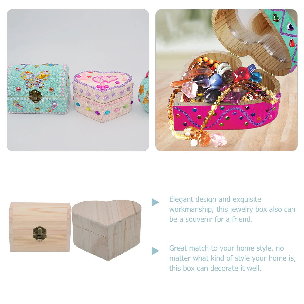 

2 Pcs DIY Jewelry Box Toys Blank Design Storage Mini Boxes Vintage Multiple Capacity Wood Holder Wooden Storage Case Organizer