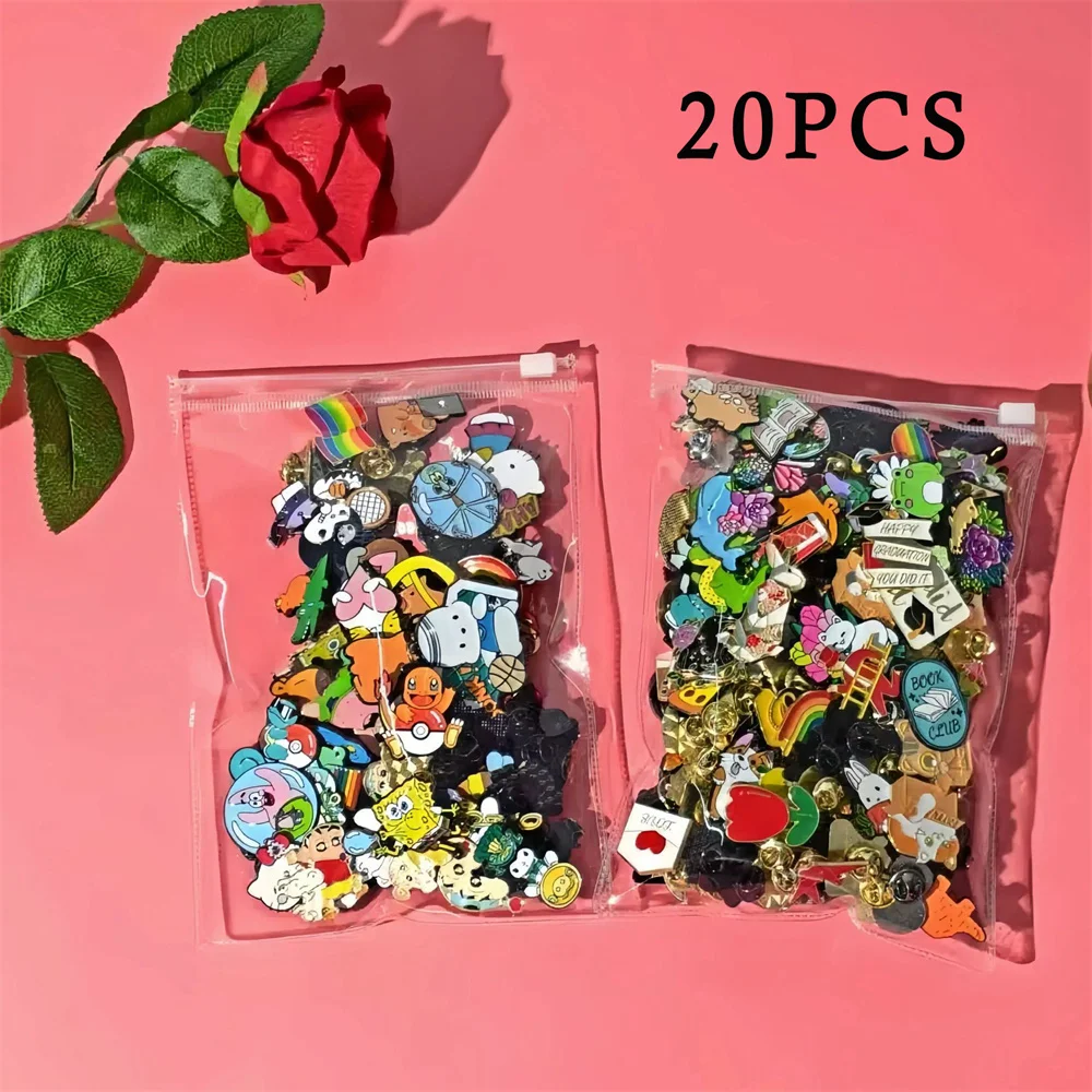 10-50Pcs Enamel Badges Pins Diversity Random Brooches Icons Plants Animal Fruit Pins On Backpack Clothes Hat Decor Accessories