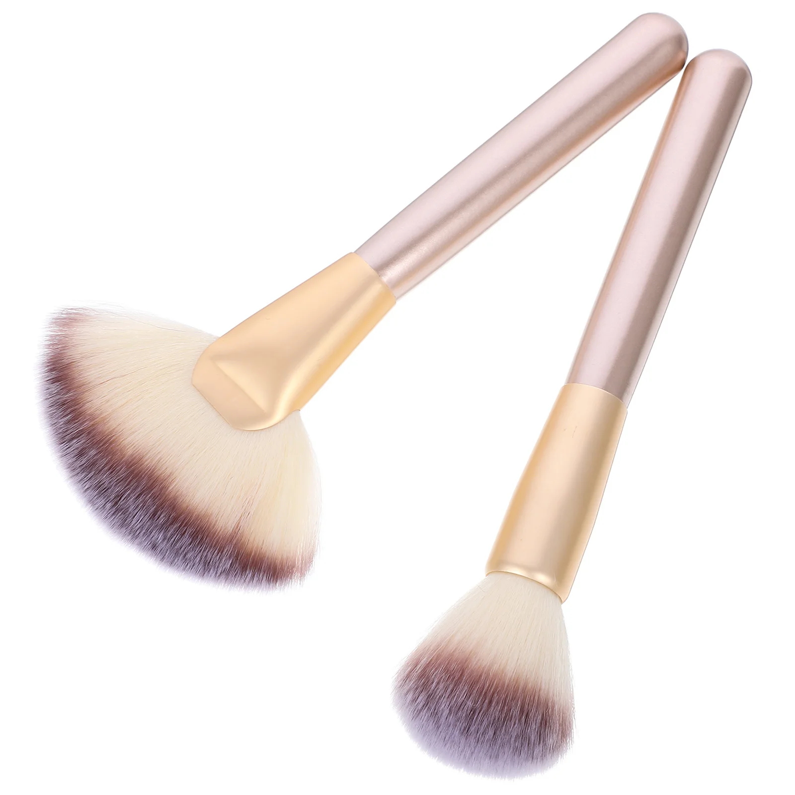 1 set di pennelli per trucco a ventaglio, strumento multiuso per trucco viso, per evidenziatore, fard in polvere, cosmetici, setole professionali in nylon, legno