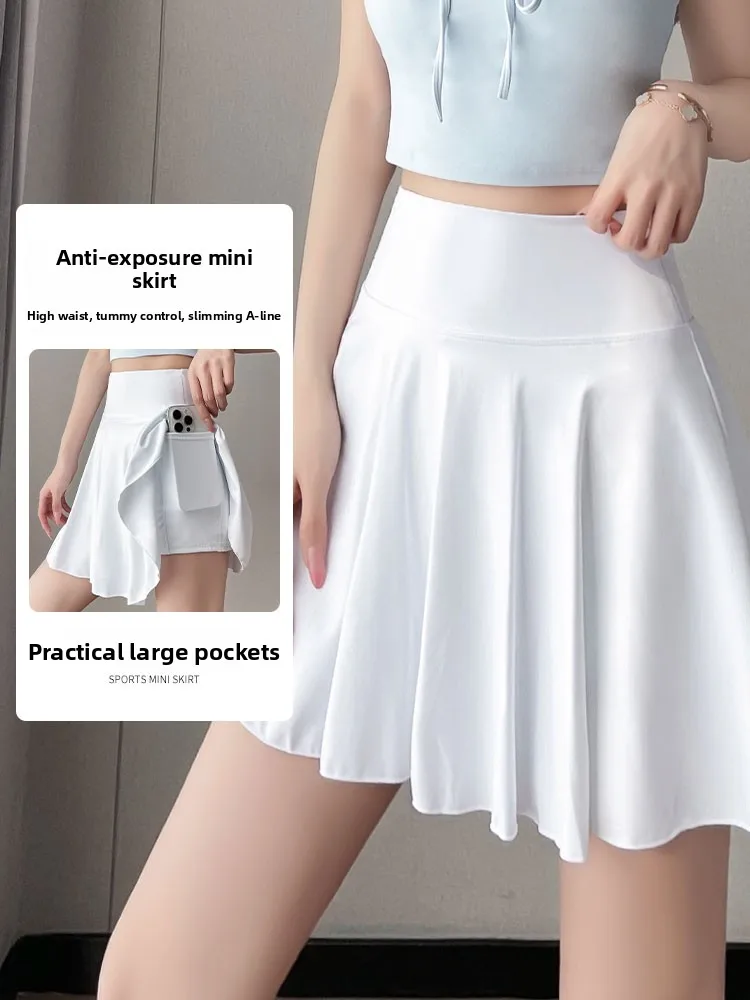 여성용 스포츠 조끼 세트 (가슴 패드 포함 또는 스커트 포함) 배드민턴 또는 퀵 드라이 피트 요가복 나일론 스판덱스 혼방 원형...