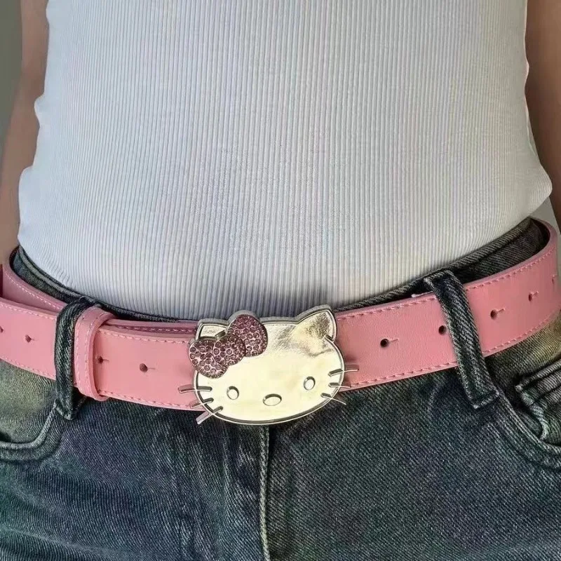 Cartoon Sanrio-serie Hello Kitty meisje lief en schattig mode creatieve veelzijdige casual mooie broek nieuwe riem verjaardagscadeau