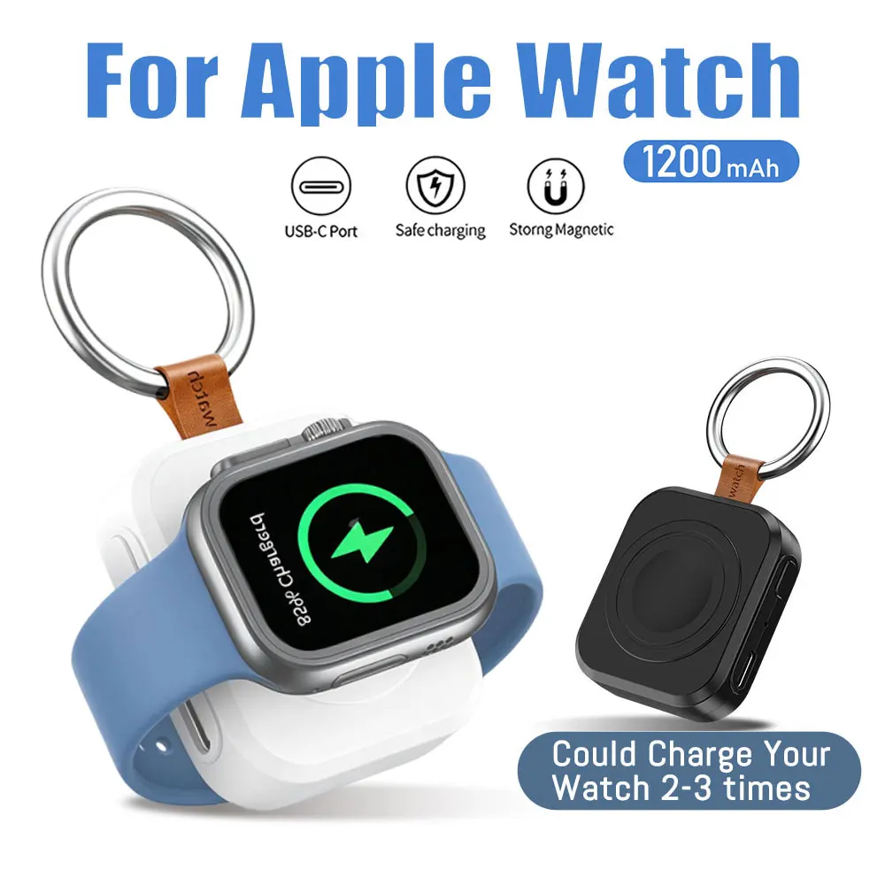 Portable Wireless Charger for Apple Watch, 1200mAh Power Bank Smart Keychain, Magnetic iWatch Charger for Apple Watch Series 8,7,6,5,4,3,2,SE