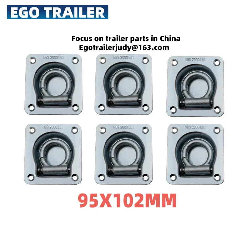 EgoTrailer 6pcs Trailer LASHING D RING 2000lbs 95x105 ZINC PLATED TIE DOWN POINTS ANCHOR UTE  deck ring rope ring D ring  parts