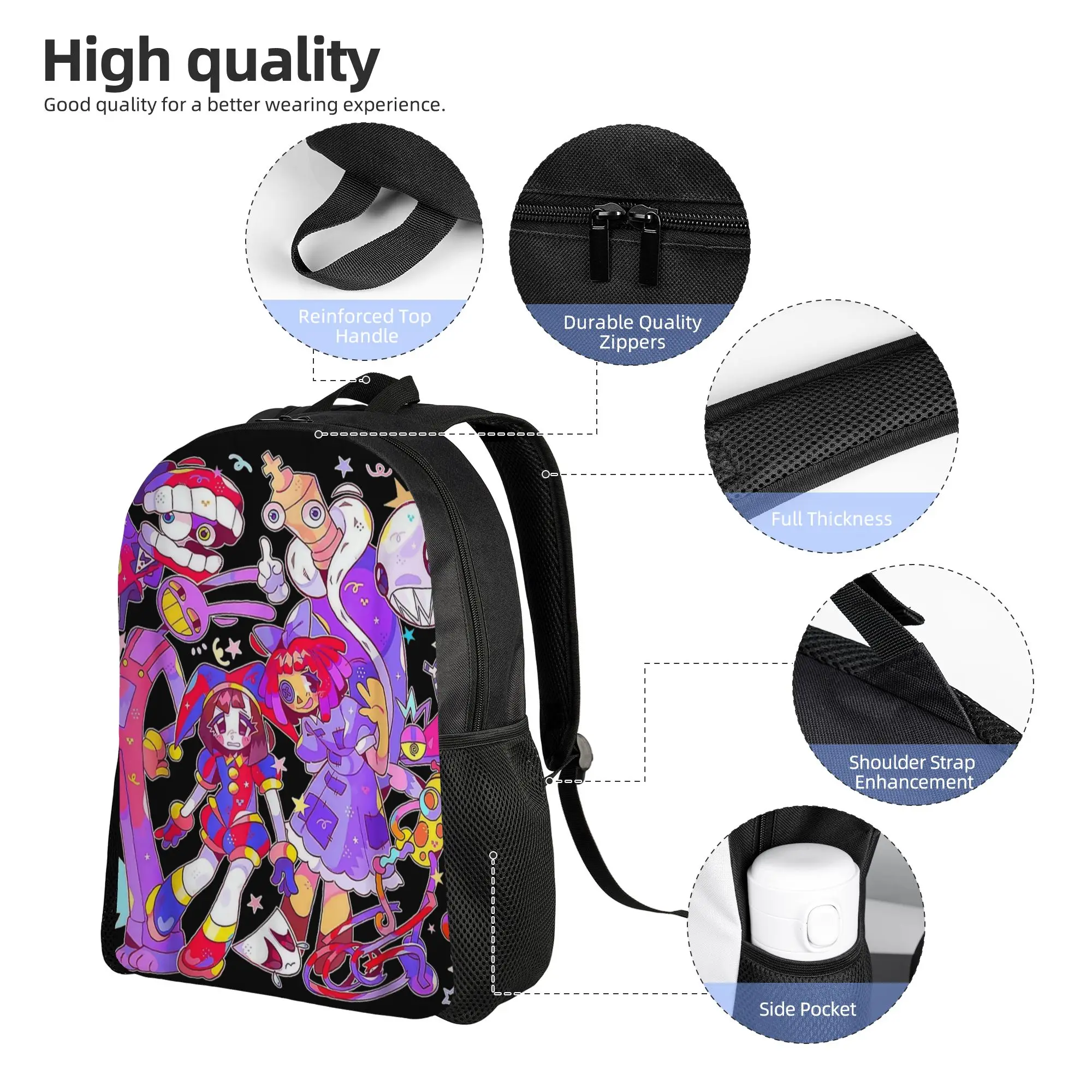 Jax Cartoon Digitals Circus Pomni Ragatha Jax Teenage Backpack Durable Student  Daypack for Men Women College Canvas Bags
