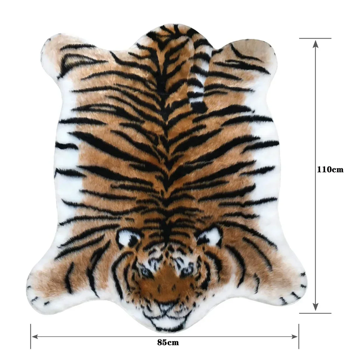 2024 New Soft Fluffy Tiger Faux Fur Carpet Imitation Tiger Hide Printed Animal Skins Area Rug Faux Fur Cute Rugs 110x85cm