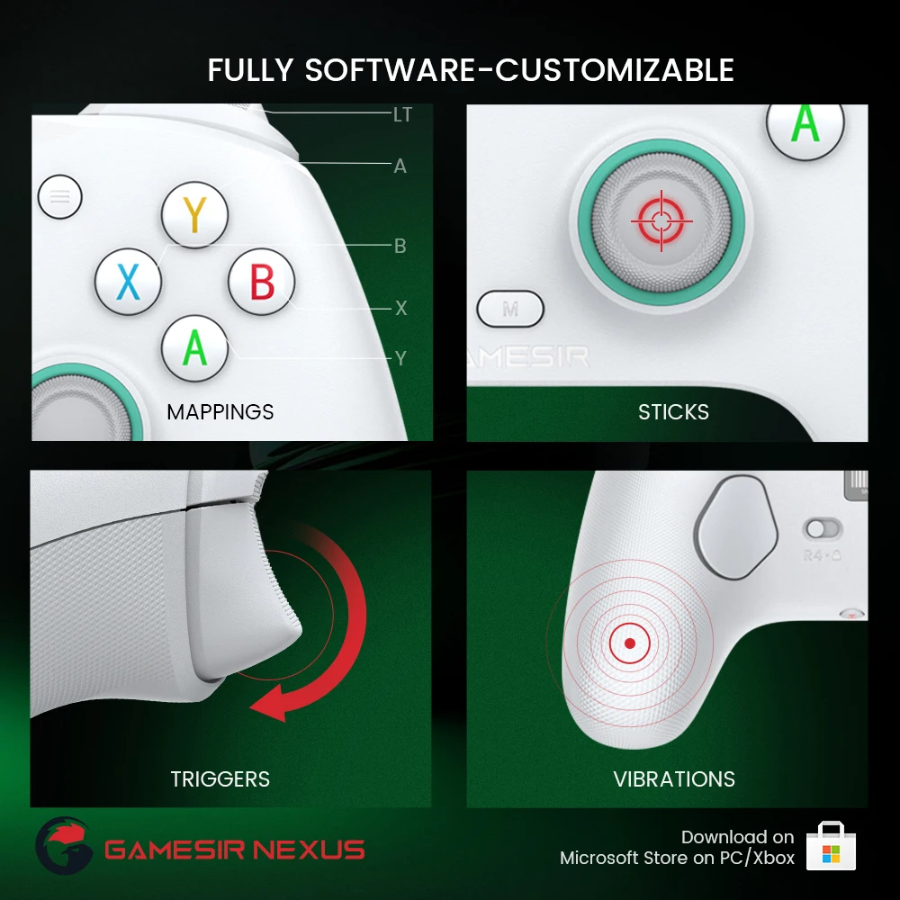 وحدة تحكم ألعاب Xbox باللون الرمادي GameSir G7 SE لوحة ألعاب سلكية مع أعواد تأثير القاعة لأجهزة Xbox Series X وXbox Series S وXbox One