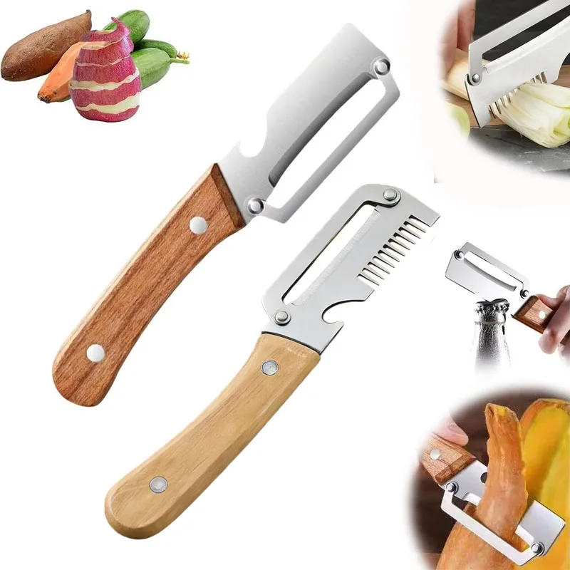 1-20 Piezas Cortador y Rallador de Verduras de Acero Inoxidable para Cocina, Rebanador de Cebolla Verde y Jengibre, Pelador y Abridor de Jujuelas