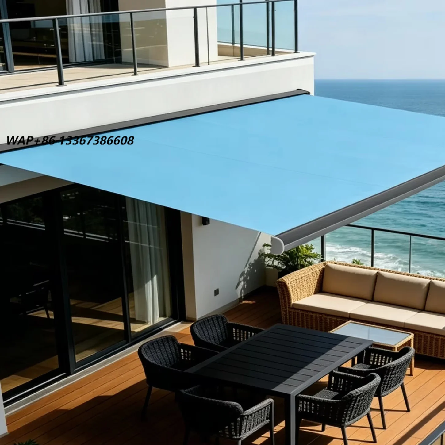 5x4M 6x4M Luxury Electric Retractable Patio Folding Retractable Awning Width for Balcony Terrace Outdoor Garden Courtyard
