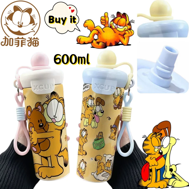 

Термос Garfield Odie: креативный, высококачественный, с мультяшным принтом, большой емкости, портативный, двойной стакан для напитков для мужчин и женщин