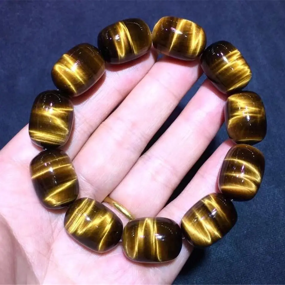 Natural Yellow Tiger's Eye Bracelet For Women Man Wealth Gift Crystal 20x15mm Beads Stone Brazil Gemstone Strands Jewelry AAAAA