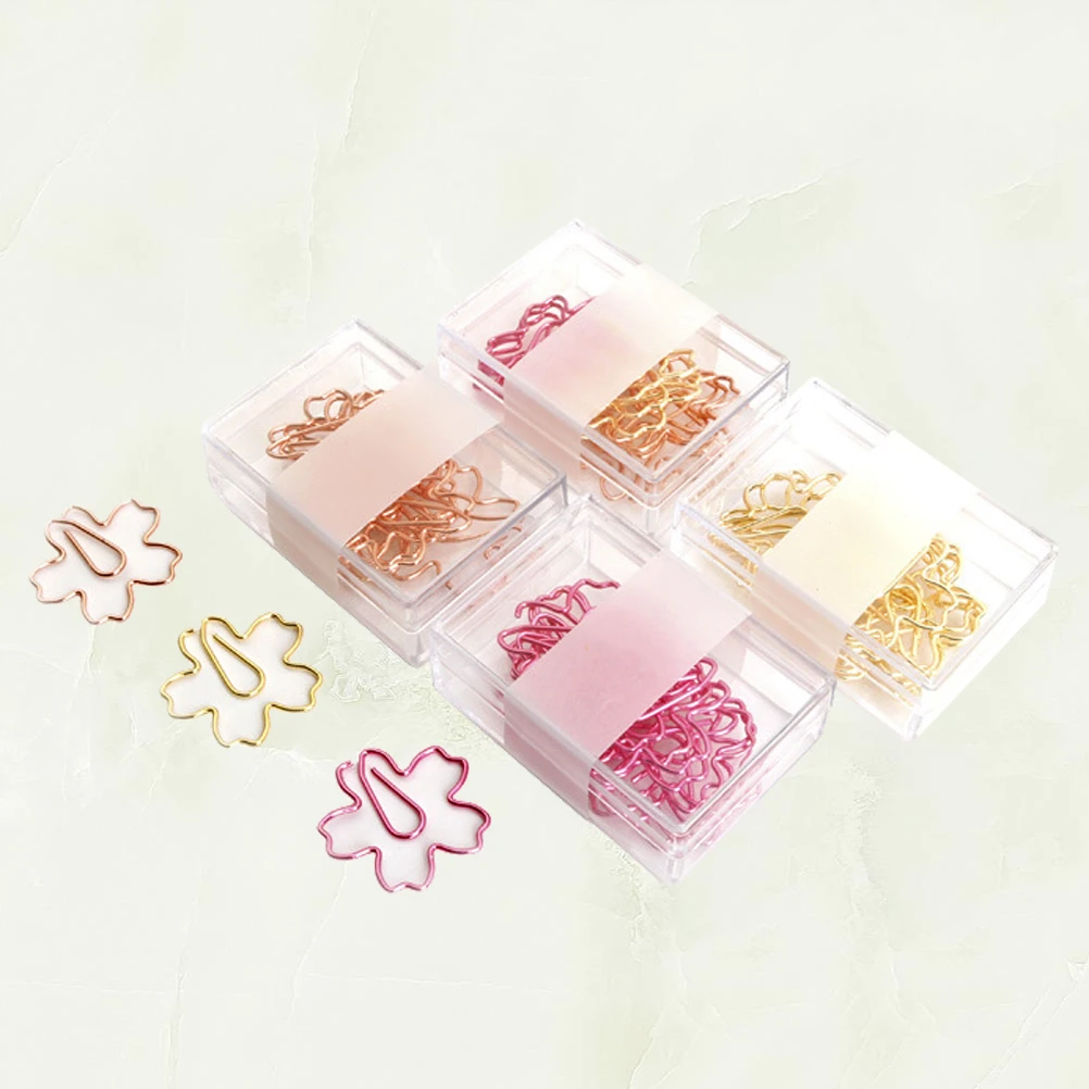 12pcs Flower Shape Paper Clips Mixed Color Large Size Strong Clipping Force Electroplated Metal Bookmark Clips For Notes Photos