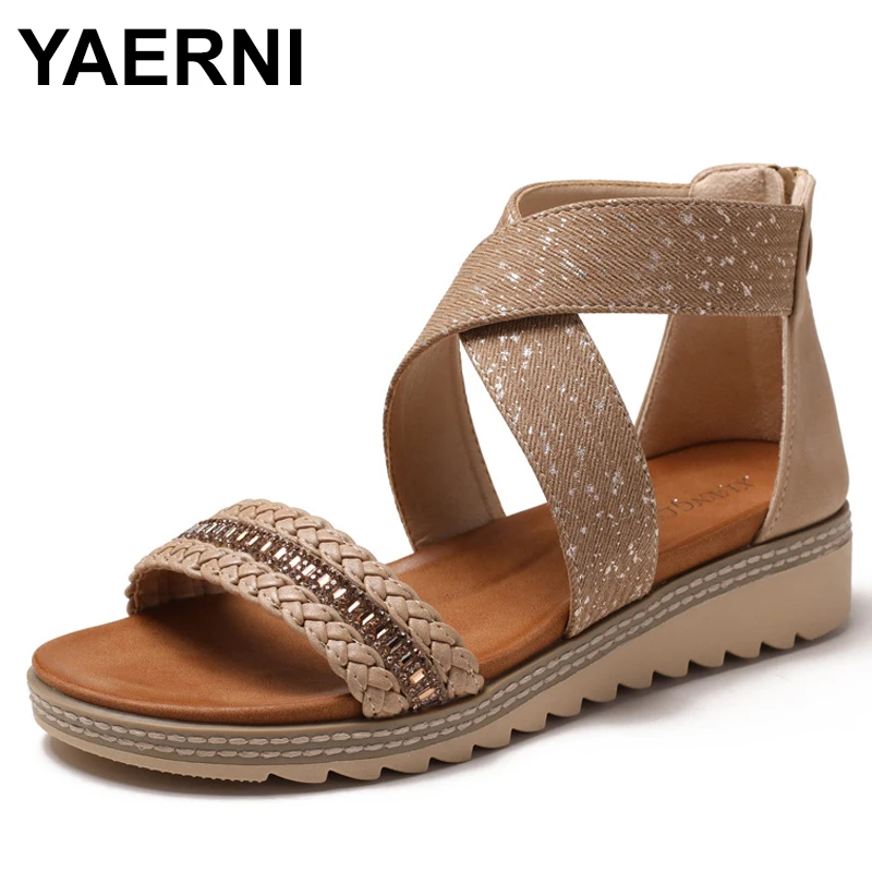 

Женские кожаные сандалии большого размера на низком каблуке, большие каблуки-копыты, шлепанцы из искусственной кожи, римская ткань, TPR, низкие сандалии большого размера, женские кожаные сандалии