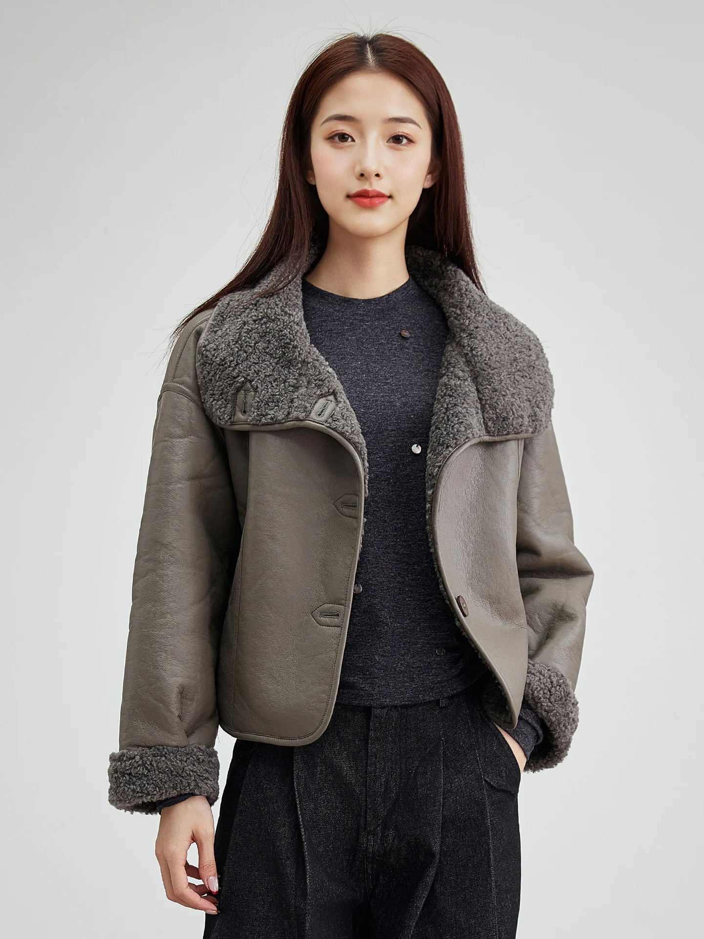 

Soft Warm Fce Lined Fur Jaet ort Outerwear Women's Loose Sle Winter New Arrival KBOL Polyester Fiber High Collar T...