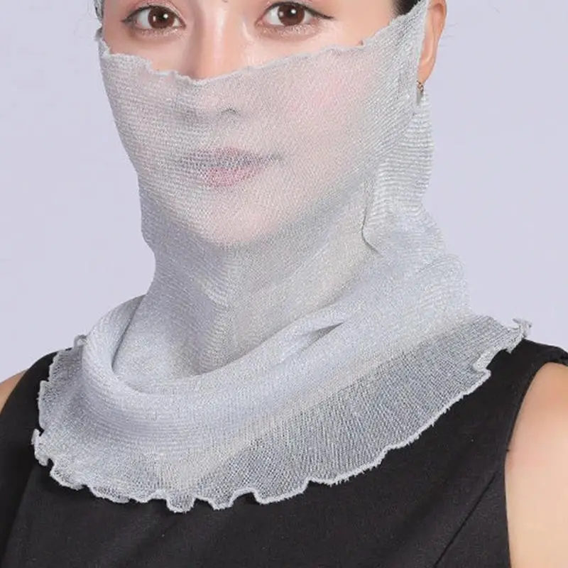 Spring Summer Chiffon Neck Collar Scarf Women Head Thin Sunscreen Variety Small Silk Anti-UV Scarf Mask Multi-Function Scarf image 2