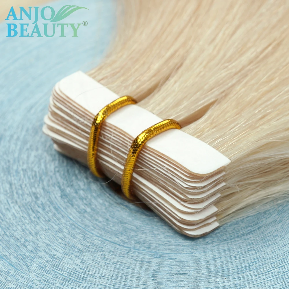 Straight Tape In Human Hair Extensions Invisible Skin Weft Adhesive 14"-28" 100% Natural Real Hair For Women 20pcs/Pack