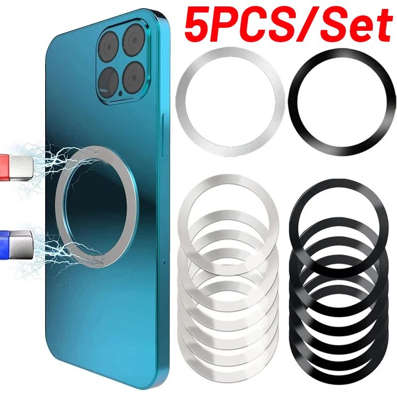 5/1PCS Magnetic Metal Plate Ring for Magsafe Wireless Charger Iron Sheet Sticker Magnet Car Phone Holder for iPhone Samsung