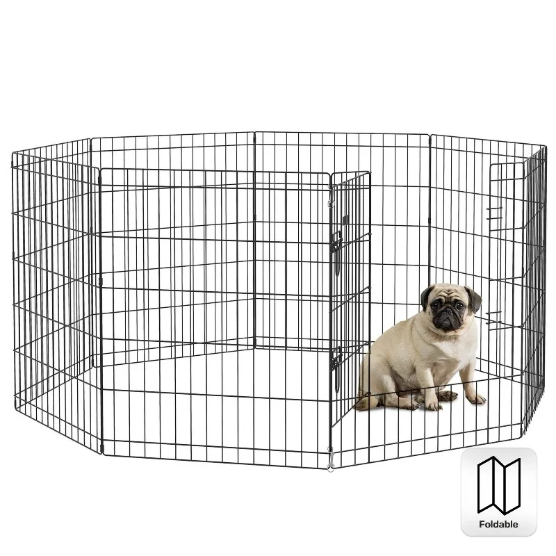 DIY Pet Dog Cat Barrier Fence Exercise Pet Run PlayPen Portable Black Metal Pet Cage Safety Fence Indoor/Outdoor Dog Kennel view 6