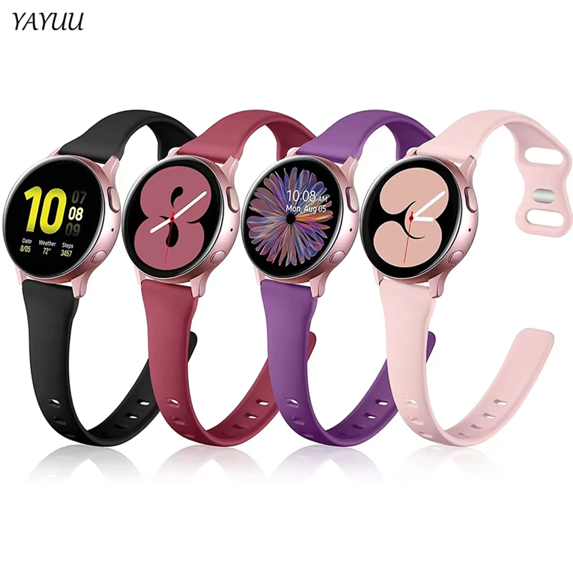 

тонкий ремешок 20 мм для Samsung Galaxy Watch 5/4 40 мм 44 мм /Active 2 и Galaxy Watch 3 41 мм, силиконовый узкий ремешок для Amazfit GTS 4 / GTS 3