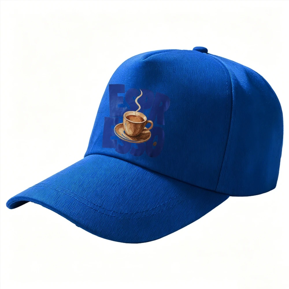 Adjustable Cotton Baseball Cap Espresso Coffee Cup Blue Letter Print Dad Hat Outdoor Sun Protection Snapback Lover Barista Cap