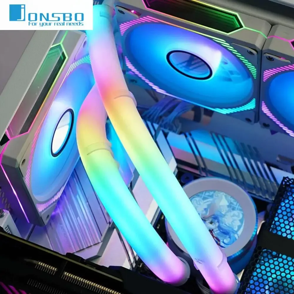 

2 PCS Silicone Luminous Sleeve Aura Sync 5V 3PIN ARGB Water Cooling Raditor Tube Soft Tube ARGB Vest Computer Case Decor