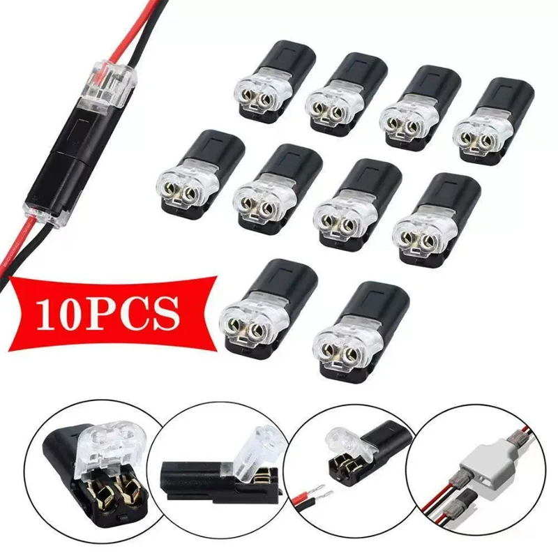 10pcs 2P Spring Connector Wire with No Welding No Screws Quick Connector Cable Clamp Terminal Block 2 Way Easy Fit for Led Strip