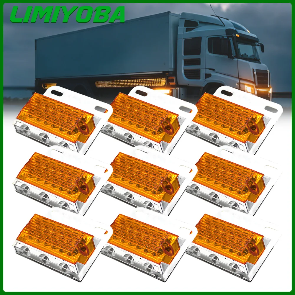 

6/8/10pcs 12V-24V 15 LED Side Marker Light Car External Lights Square Warning Tail Light Signal Lamp Auto Trailer Truck Lorry
