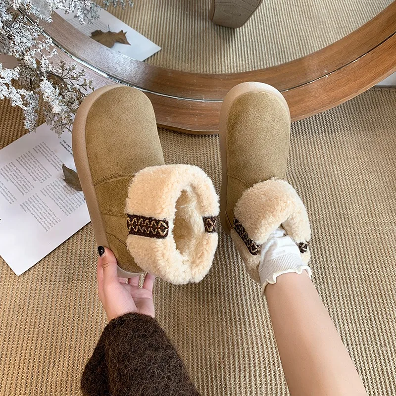Winter New 2026 Women's Solid Color Vintage Comfortable Keep Warm Snow Boots Women Casual Fashionable Versatile Snow Boot